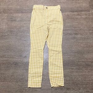 Hollister Yellow Plaid Ultra High-Rise Pants